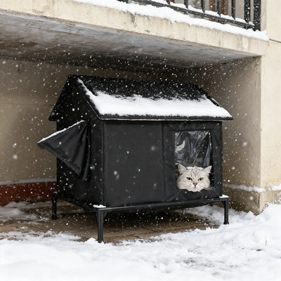 Niche Extérieure Isolée Aluminium Noire pour Chiot et Chat