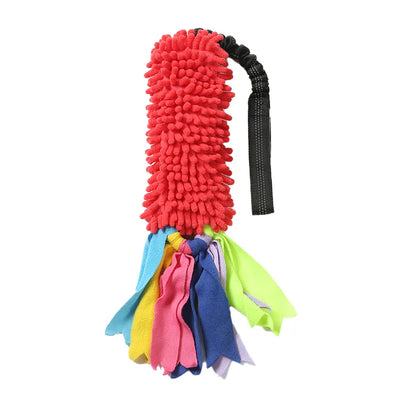 Jouet de Traction Chenille Polaire Poignée Élastique pour Chien