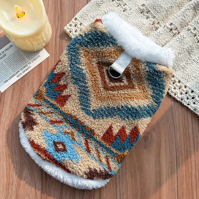 Gilet Polaire Motif Aztèque Chien Petit Gabarit