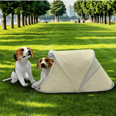 Tente pour Chien Pop-Up Anti-UV Niche Pliable Beige