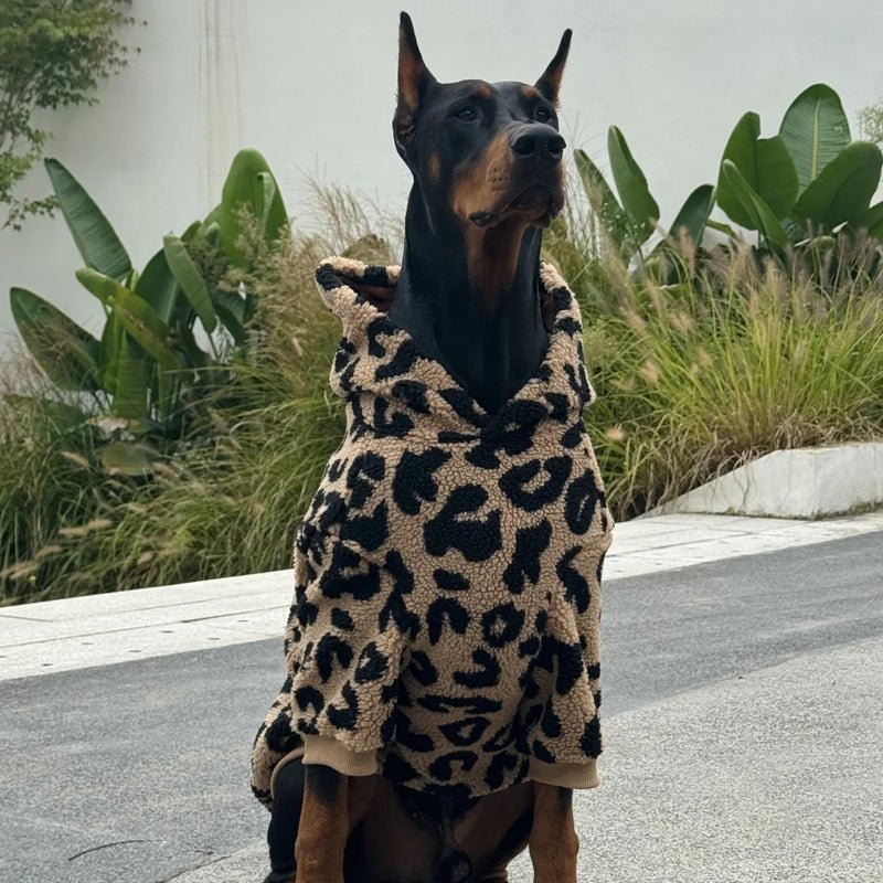Manteau Sherpa Léopard Chaud pour Grand Chien Doberman