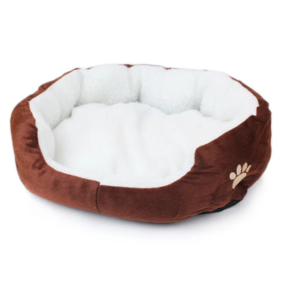 Panier pour Chien Sherpa Ovale Douillet Patte Brodée Intérieur