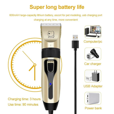 Tondeuse pour Chien Rechargeable USB 4 Sabots Lame Lavable