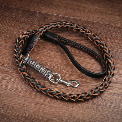 Collier Laisse Cuir Tressé Gros Chien