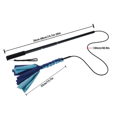 Flirt Pole Télescopique pour Chien avec Lanières en Tissu