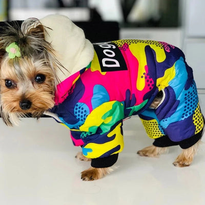 Combinaison Imperméable Hiver 4 Pattes Chien Capuche