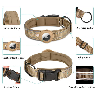 Collier pour Traceur GPS Rembourré Réfléchissant Grand Chien