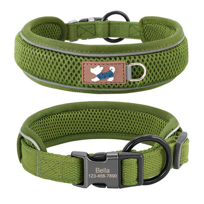 Collier Personnalisé Gravé Maille Respirante Grand Chien