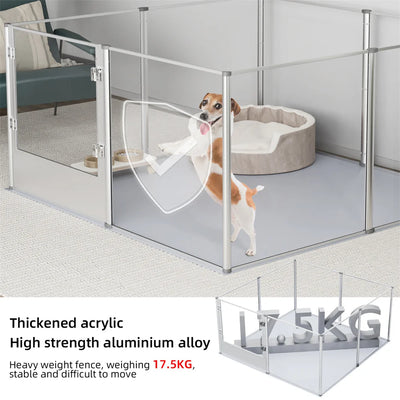 Parc Acrylique Extra Large Chien Cadre Argent