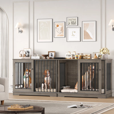 Cage Meuble pour Chien Getone 120x60x87 cm Porte Coulissante
