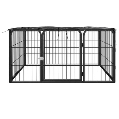 Enclos Chien Barreaux Acier Thermolaqué Noir pour Jardin