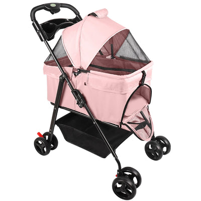 Poussette Pliable Chien 600D Oxford Roues à Frein