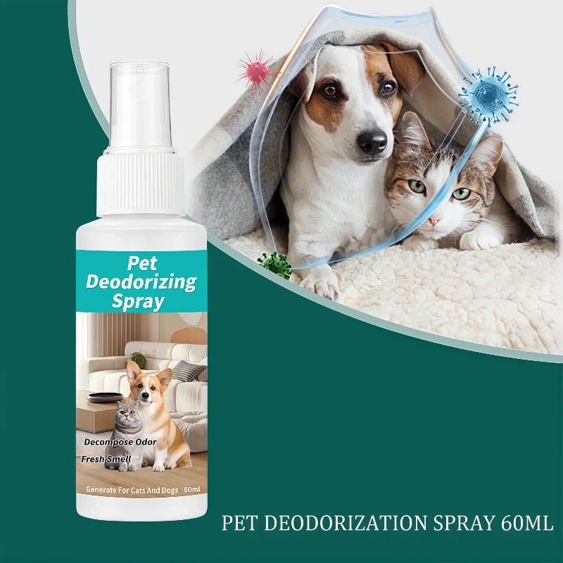 Spray Désodorisant pour Chien 60 ml, Anti-Odeurs Pelage et Couchage