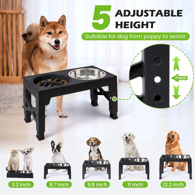 Gamelle Surélevée Réglable 5 Hauteurs Double Bol Gros Chien
