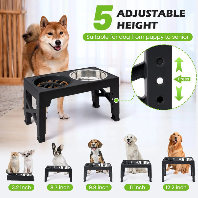 Gamelle Surélevée Réglable 5 Hauteurs Double Bol Gros Chien