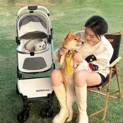 Poussette pour Chien Légère Pliable à Nacelle Amovible