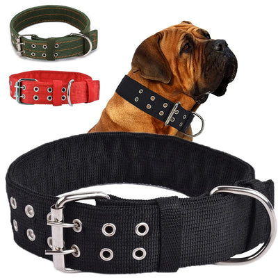 Collier Large Militaire Boucle Métal Double Rangée Chien