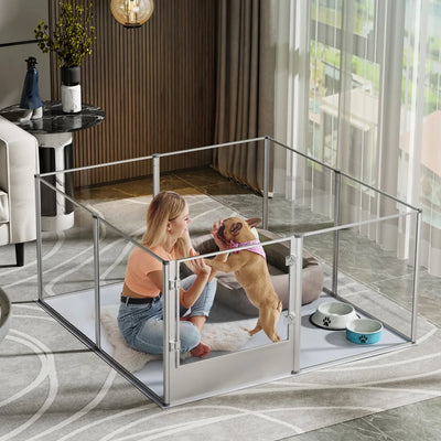 Parc Acrylique Extra Large Chien Cadre Argent