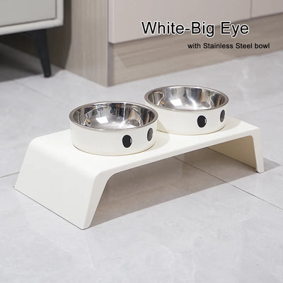 Gamelle Surélevée Petit Chien Chat Double Bol Socle Blanc