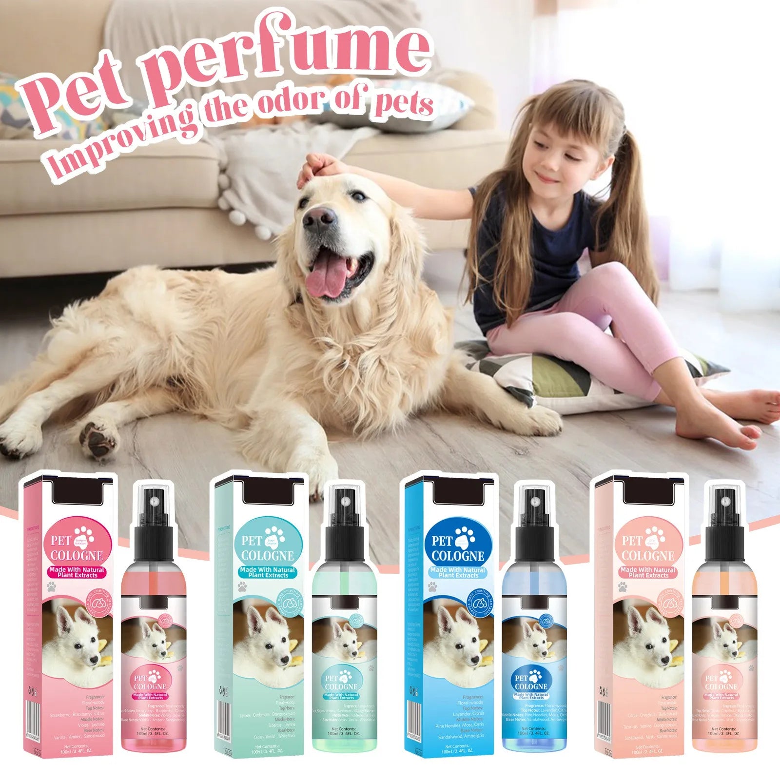 Parfum pour Chien Eau de Cologne 100 ml Floral-Boisé