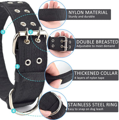 Collier Large Militaire Boucle Métal Double Rangée Chien