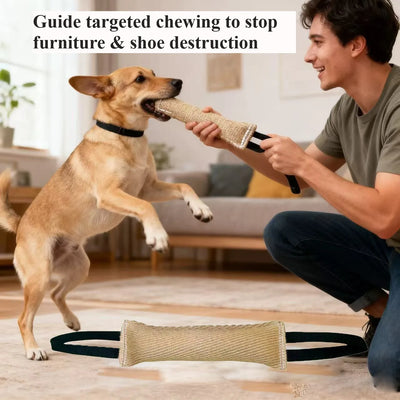 Jouet de Traction pour Chien Coussin Jute 2 Poignées
