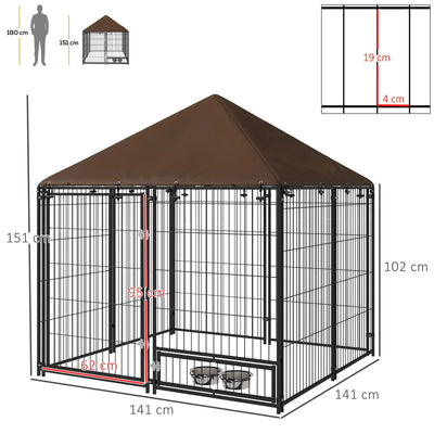 Chenil Extérieur avec Toit Étanche 141x141x151 cm pour Chien