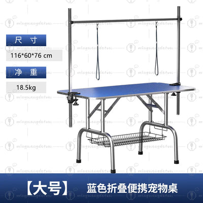 Table de Toilettage Pliable 116 cm avec Potence pour Chien