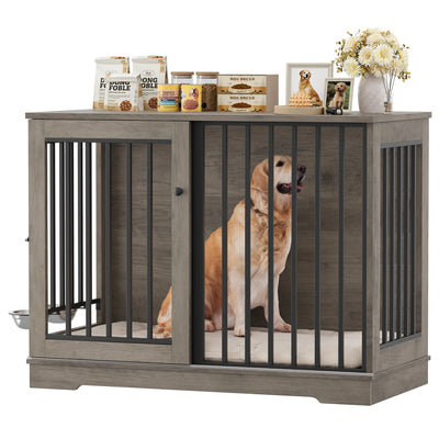 Cage Meuble pour Chien Getone 120x60x87 cm Porte Coulissante