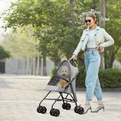 Poussette Pliable 4 Roues avec Porte-Gobelet pour Chien