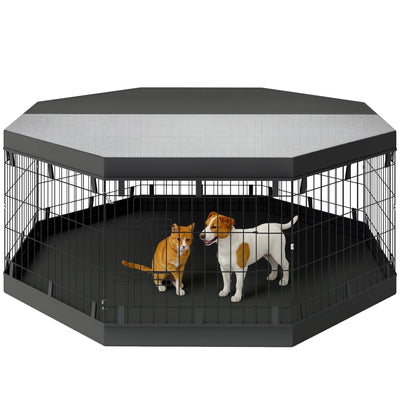 Parc pour Chien Intérieur PawHut 8 Panneaux Pliables Acier