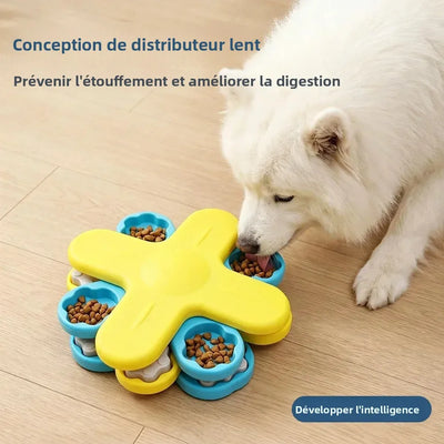 Jouet Interactif Chien Plateau Rotatif Jaune Cachette Friandises