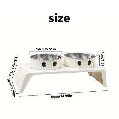 Gamelle Surélevée Petit Chien Chat Double Bol Socle Blanc
