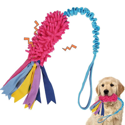 Jouet de Traction Chenille Polaire Poignée Élastique pour Chien