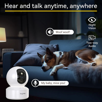 Caméra pour Chien 2K WiFi Double Bande Vision Nocturne