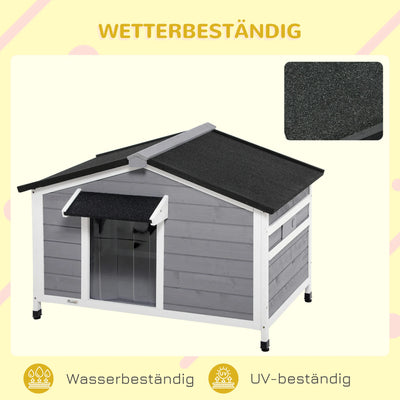 Niche Chien Bois de Sapin PawHut Plancher Amovible Gris