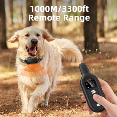Collier Électrique de Dressage 1000 m IPX7 3 Canaux Chien