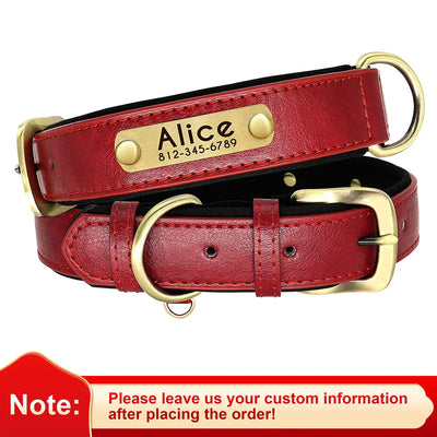 Medaille Collier Rembourre Cuir PU Gravee Chien