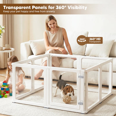 Enclos Transparent en Acrylique pour Chien avec Porte