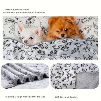 Couverture Peluche Chien Motif Patte Grand Format