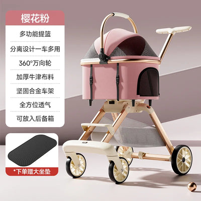 Poussette pour Chien de Luxe 3 en 1 Nacelle Détachable