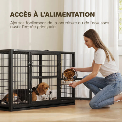Cage pour Chien Intérieur Acier Toit Ouvrant 94x60x64 cm