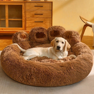 Lit Rond pour Grand Chien Forme Patte d'Ours 110 cm