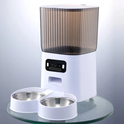 Distributeur de Croquettes 5 L Message Vocal Vidéo Double Bol