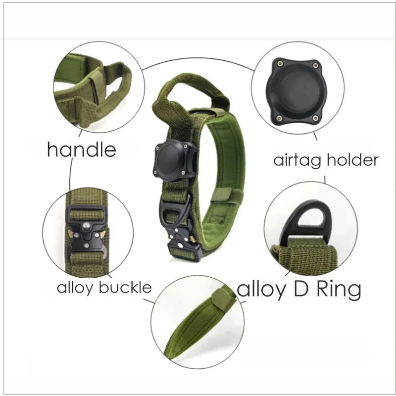 Collier Porte-AirTag Style Militaire pour Chien