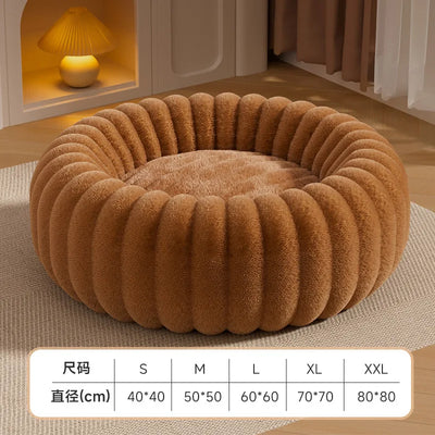 Panier Rond Côtelé Chaud pour Chien Moyen et Grand 80 cm