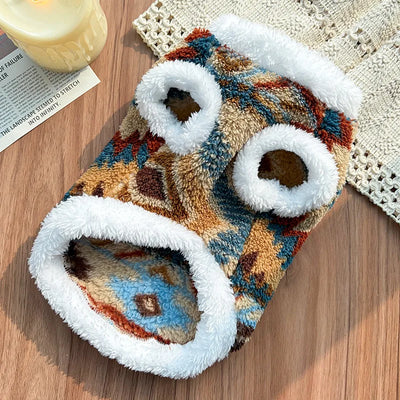 Gilet Polaire Motif Aztèque Chien Petit Gabarit
