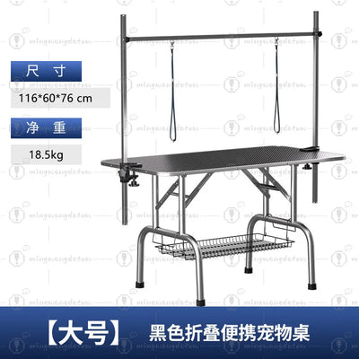 Table de Toilettage Pliable 116 cm avec Potence pour Chien