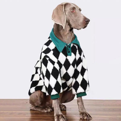 Manteau Polaire Losange Noir et Blanc Gros Chien