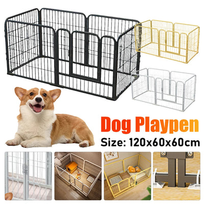 Parc pour Chien Métal 6 Panneaux Pliable 120x60x60 cm